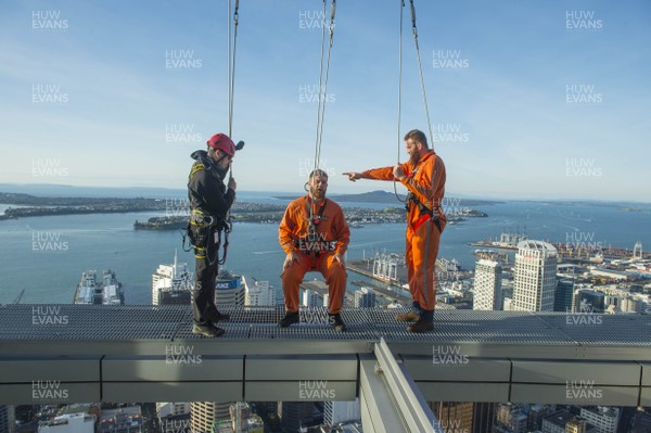 050616 - Wales Rugby Squad Sky Tower Walk -Rhodri Jones and Jake Ball during a walk around the top of the Sky Tower in Auckland on a afternoon off after training