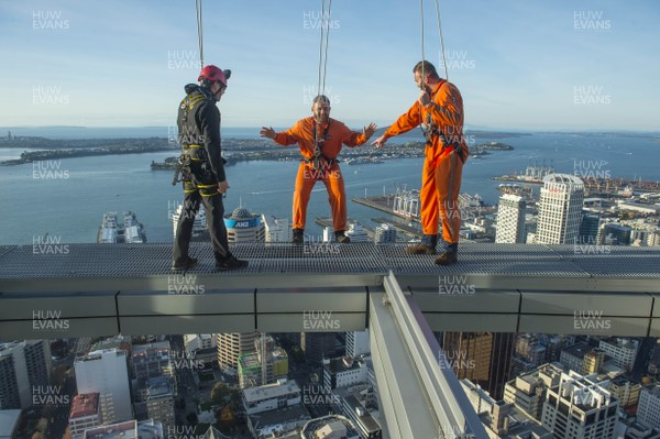 050616 - Wales Rugby Squad Sky Tower Walk -Rhodri Jones and Jake Ball during a walk around the top of the Sky Tower in Auckland on a afternoon off after training