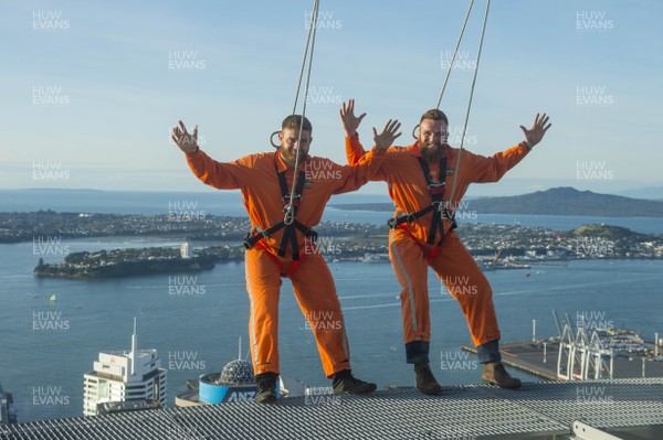 050616 - Wales Rugby Squad Sky Tower Walk -Rhodri Jones and Jake Ball during a walk around the top of the Sky Tower in Auckland on a afternoon off after training