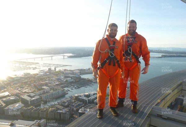 050616 - Wales Rugby Squad Sky Tower Walk -Rhodri Jones and Jake Ball during a walk around the top of the Sky Tower in Auckland on a afternoon off after training