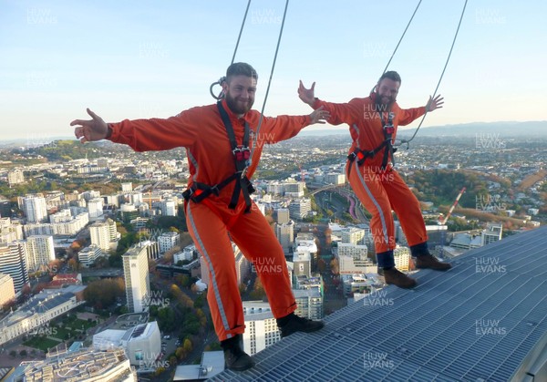 050616 - Wales Rugby Squad Sky Tower Walk -Rhodri Jones and Jake Ball during a walk around the top of the Sky Tower in Auckland on a afternoon off after training