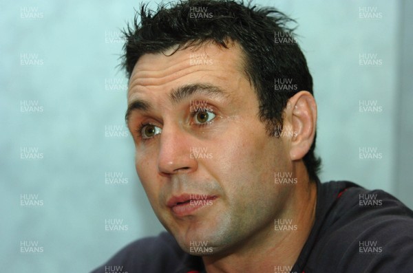 03.08.07 - Wales Rugby Press Conference - Stephen Jones talks to reporters during a press conference 