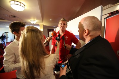 16.03.10 ... Wales Rugby Press Conference -  Wales' Bradley Davies gives media interviews 