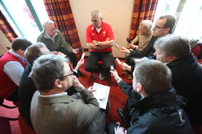 16.03.10 ... Wales Rugby Press Conference -  Wales coach Warren Gatland gives media interviews 