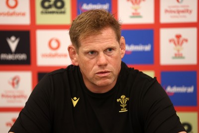 010725 - T Rhys Thomas, Assistant Forwards Coach speaks during a Press Conference on Tuesday in Kitakyushu in the week leading up to Wales first test against Japan