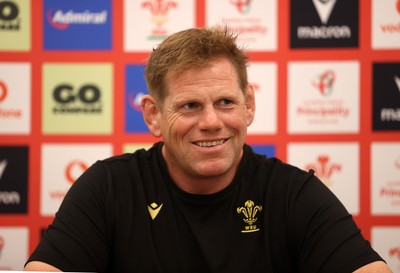 010725 - T Rhys Thomas, Assistant Forwards Coach speaks during a Press Conference on Tuesday in Kitakyushu in the week leading up to Wales first test against Japan