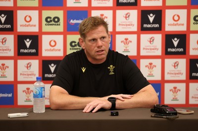 010725 - T Rhys Thomas, Assistant Forwards Coach speaks during a Press Conference on Tuesday in Kitakyushu in the week leading up to Wales first test against Japan