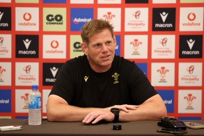 010725 - T Rhys Thomas, Assistant Forwards Coach speaks during a Press Conference on Tuesday in Kitakyushu in the week leading up to Wales first test against Japan