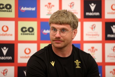 010725 - Aaron Wainwright speaks during a Press Conference on Tuesday in Kitakyushu in the week leading up to Wales first test against Japan