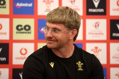 010725 - Aaron Wainwright speaks during a Press Conference on Tuesday in Kitakyushu in the week leading up to Wales first test against Japan