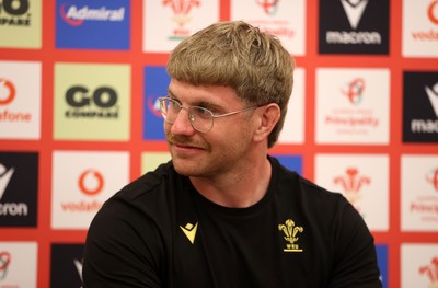 010725 - Aaron Wainwright speaks during a Press Conference on Tuesday in Kitakyushu in the week leading up to Wales first test against Japan