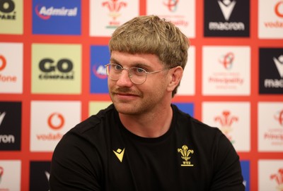 010725 - Aaron Wainwright speaks during a Press Conference on Tuesday in Kitakyushu in the week leading up to Wales first test against Japan