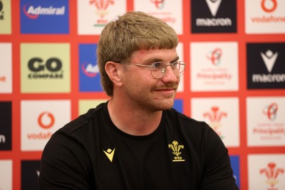 010725 - Aaron Wainwright speaks during a Press Conference on Tuesday in Kitakyushu in the week leading up to Wales first test against Japan