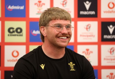 010725 - Aaron Wainwright speaks during a Press Conference on Tuesday in Kitakyushu in the week leading up to Wales first test against Japan