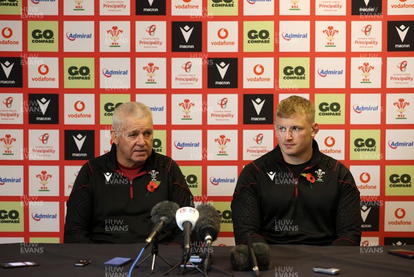 021123 - Wales Rugby Press Conference in the week leading to their game against the Barbarians - Head Coach Warren Gatland and Captain Jac Morgan speak to the media