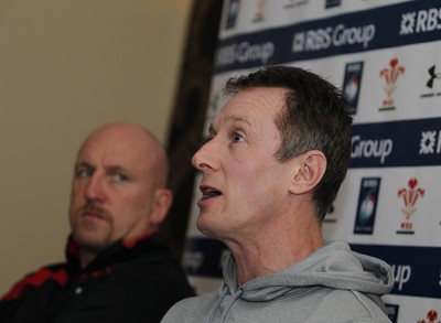 04.02.12 - Wales Rugby Press Conference - RBS Six Nations.Wales' attack coach, Rob Howley, and defence coach, Shaun Edwards, during the Wales Rugby Press Conference.