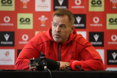 051125 - Picture shows Danny Wilson, Assistant Coach speaking during a Wales Rugby Press Conference in the lead up to their first Quilter Nation Series game against Argentina