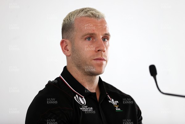 070923 - Wales Rugby Press Conference on arrival in Bordeaux, ahead of their opening Rugby World Cup game with Fiji on Sunday - Gareth Davies speaks to the media