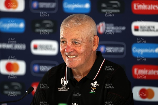 080923 - Wales Rugby Press Conference in Bordeaux in the week leading up to their first Rugby World Cup game against Fiji - Head Coach Warren Gatland during training speaks to the media