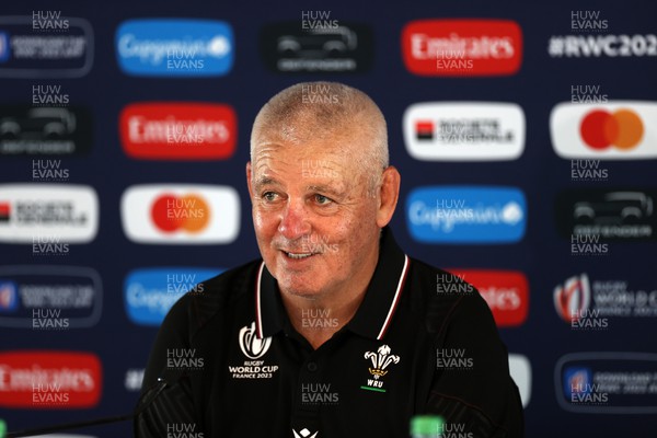 080923 - Wales Rugby Press Conference in Bordeaux in the week leading up to their first Rugby World Cup game against Fiji - Head Coach Warren Gatland during training speaks to the media