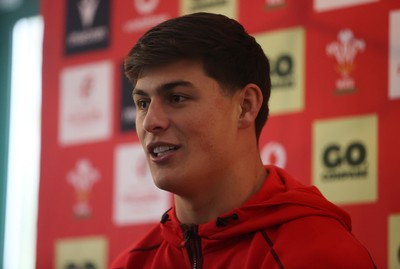 121125 - Louis Rees-Zammit speaking during a press conference in the week leading up to their Wales’ game against Japan