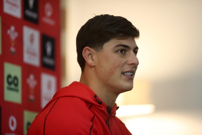 121125 - Louis Rees-Zammit speaking during a press conference in the week leading up to their Wales’ game against Japan
