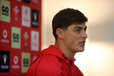 121125 - Louis Rees-Zammit speaking during a press conference in the week leading up to their Wales’ game against Japan