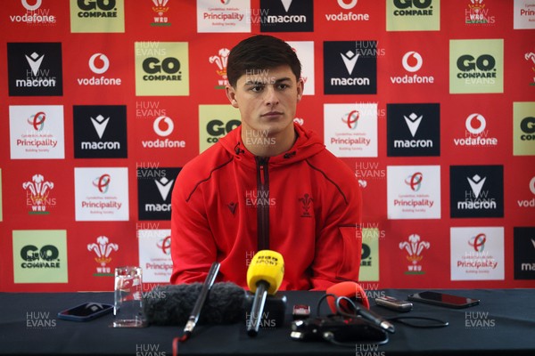 121125 - Louis Rees-Zammit speaking during a press conference in the week leading up to their Wales’ game against Japan