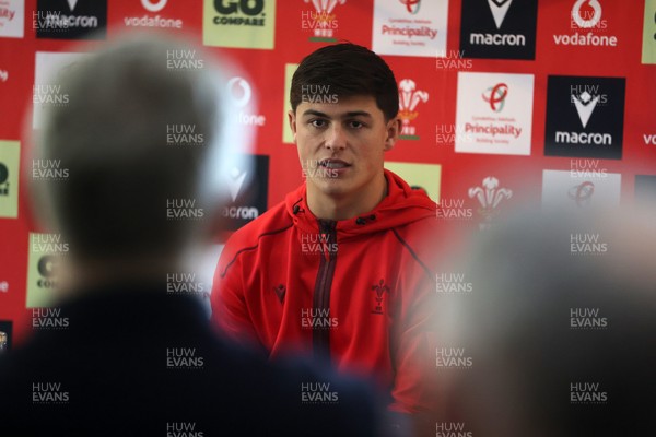 121125 - Louis Rees-Zammit speaking during a press conference in the week leading up to their Wales’ game against Japan