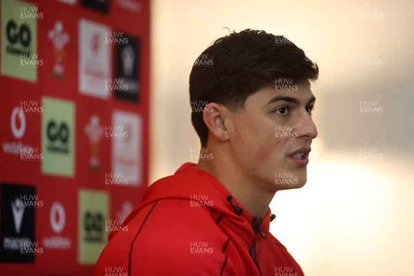 121125 - Louis Rees-Zammit speaking during a press conference in the week leading up to their Wales’ game against Japan