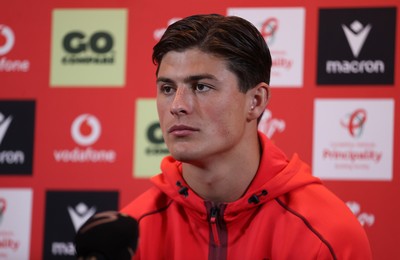 150726 - Picture shows Louis Rees-Zammit speaking to the media ahead of their game against South Africa