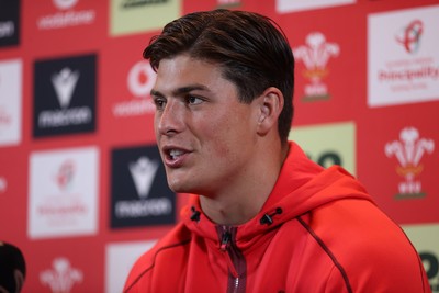 150726 - Picture shows Louis Rees-Zammit speaking to the media ahead of their game against South Africa