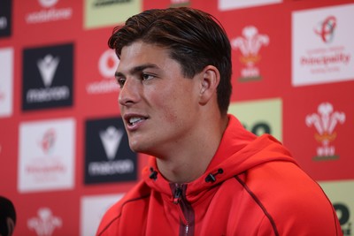 150726 - Picture shows Louis Rees-Zammit speaking to the media ahead of their game against South Africa