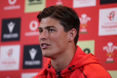 150726 - Picture shows Louis Rees-Zammit speaking to the media ahead of their game against South Africa