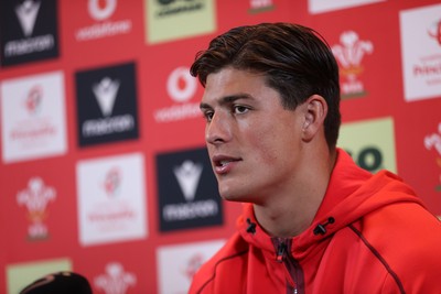 150726 - Picture shows Louis Rees-Zammit speaking to the media ahead of their game against South Africa