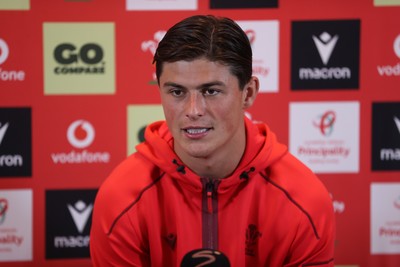 150726 - Picture shows Louis Rees-Zammit speaking to the media ahead of their game against South Africa