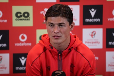 150726 - Picture shows Louis Rees-Zammit speaking to the media ahead of their game against South Africa