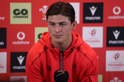 150726 - Picture shows Louis Rees-Zammit speaking to the media ahead of their game against South Africa