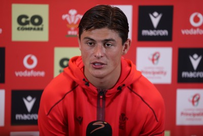 150726 - Picture shows Louis Rees-Zammit speaking to the media ahead of their game against South Africa
