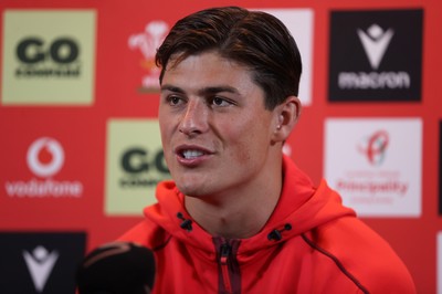 150726 - Picture shows Louis Rees-Zammit speaking to the media ahead of their game against South Africa