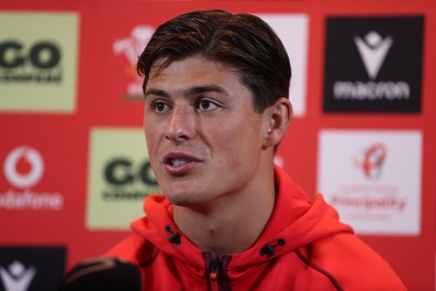 150726 - Picture shows Louis Rees-Zammit speaking to the media ahead of their game against South Africa