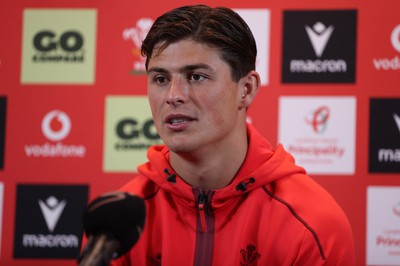 150726 - Picture shows Louis Rees-Zammit speaking to the media ahead of their game against South Africa