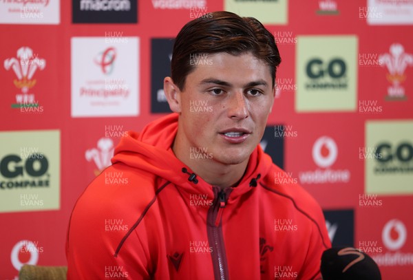 150726 - Picture shows Louis Rees-Zammit speaking to the media ahead of their game against South Africa