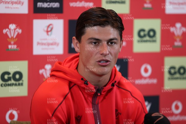 150726 - Picture shows Louis Rees-Zammit speaking to the media ahead of their game against South Africa