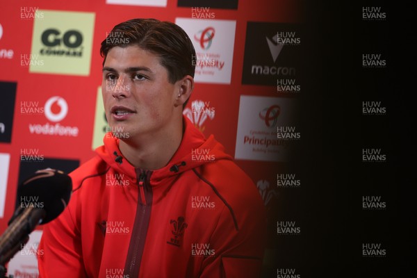150726 - Picture shows Louis Rees-Zammit speaking to the media ahead of their game against South Africa