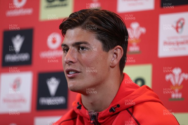 150726 - Picture shows Louis Rees-Zammit speaking to the media ahead of their game against South Africa