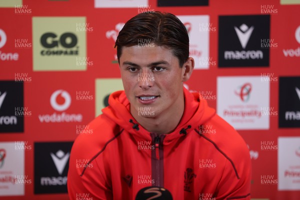 150726 - Picture shows Louis Rees-Zammit speaking to the media ahead of their game against South Africa