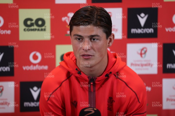 150726 - Picture shows Louis Rees-Zammit speaking to the media ahead of their game against South Africa