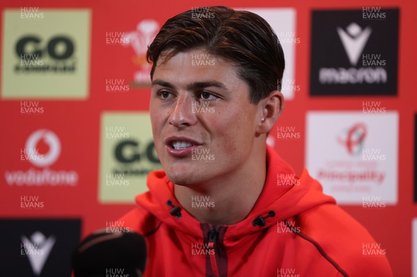 150726 - Picture shows Louis Rees-Zammit speaking to the media ahead of their game against South Africa