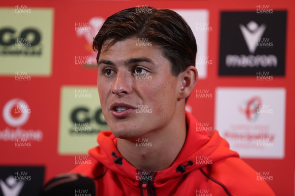 150726 - Picture shows Louis Rees-Zammit speaking to the media ahead of their game against South Africa